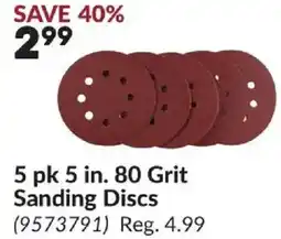 Princess Auto 5 pk 5 in. 80 Grit Sanding Discs offer