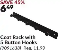 Princess Auto Coat Rack with 5 Button Hooks offer