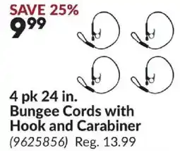 Princess Auto 4 pk 24 in. Bungee Cords with Hook and Carabiner offer