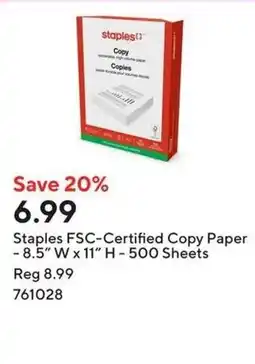 Staples Staples FSC-Certified Copy Paper offer