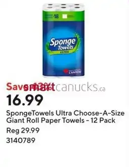 Staples SpongeTowels Ultra Choose-A-Size Giant Roll Paper Towels offer