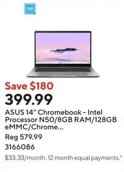 Staples ASUS 14" Chromebook - Intel Processor N50/8GB RAM/128GB eMMC/Chrome offer