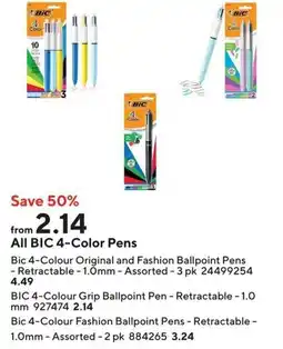 Staples BIC 4-Colour Grip Ballpoint Pen offer