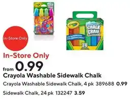 Staples Crayola Washable Sidewalk Chalk offer