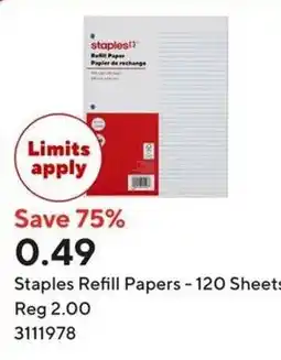 Staples Staples Refill Papers -120 Sheets offer