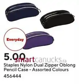 Staples Staples Nylon Dual Zipper Oblong Pencil Case - Assorted Colours 456444 offer