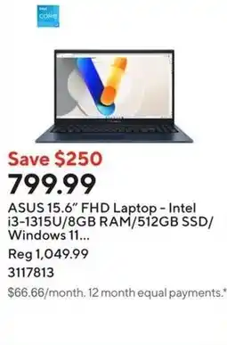 Staples ASUS 15.6" FHD Laptop - Intel i3-1315U/8GB RAM/512GB SSD/ Windows 11... offer