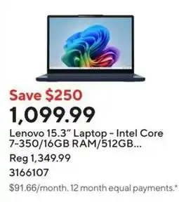 Staples Lenovo 15.3" Laptop - Intel Core offer