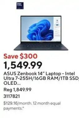 Staples ASUS Zenbook 14" Laptop - Intel Ultra offer