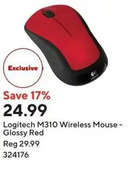 Staples Logitech M310 Wireless Mouse - Glossy Red offer