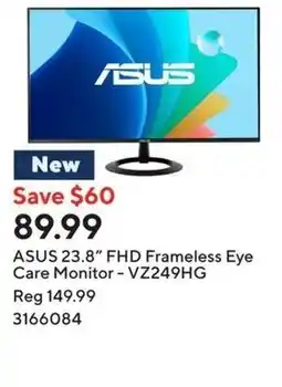 Staples ASUS 23.8" FHD Frameless Eye Care Monitor - VZ249HG offer