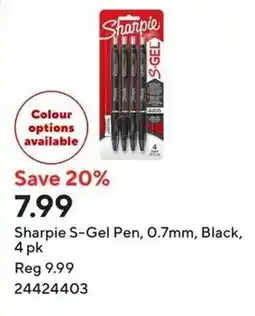 Staples Sharpie S-Gel Pen, 0.7mm, Black, offer