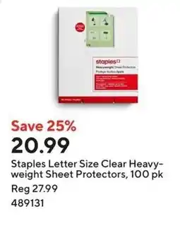 Staples Staples Letter Size Clear Heavy- weight Sheet Protectors offer