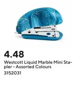 Staples Westcott Liquid Marble Mini Sta- pler Assorted Colours 3152031 offer
