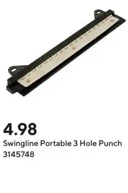Staples Swingline Portable 3 Hole Punch offer