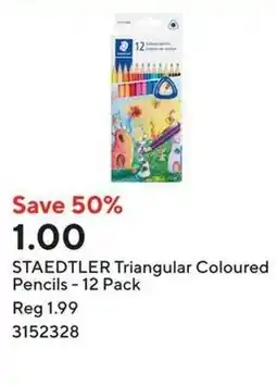 Staples STAEDTLER Triangular Coloured Pencils 12 Pack offer