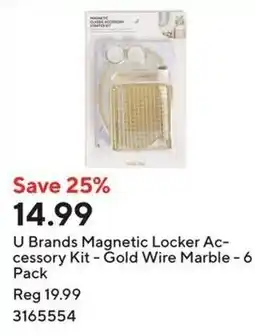 Staples U Brands Magnetic Locker Ac- cessory Kit - Gold Wire Marble - 6. Pack offer