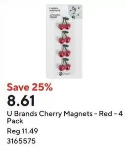 Staples U Brands Cherry Magnets - Red - 4 Pack offer