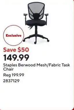 Staples Staples Berwood Mesh/Fabric Task Chair offer