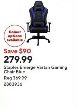 Staples Staples Emerge Vartan Gaming Chair Blue offer