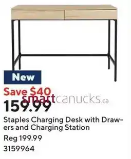 Staples Staples Charging Desk with Draw- ers and Charging Station offer