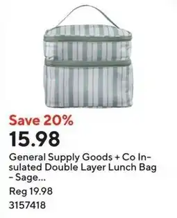 Staples General Supply Goods + Co In- sulated Double Layer Lunch Bag offer
