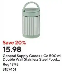 Staples General Supply Goods + Co 500 ml Double Wall Stainless Steel Food offer