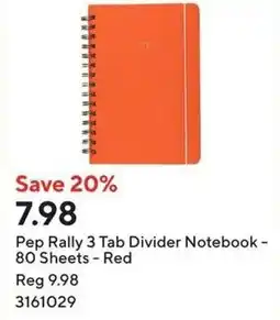 Staples Pep Rally 3 Tab Divider Notebook - 80 Sheets offer