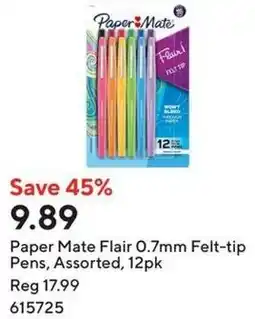 Staples Paper Mate Flair 0.7mm Felt-tip Pens, Assorted, 12pk offer