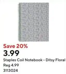 Staples Staples Coil Notebook - Ditsy Floral offer