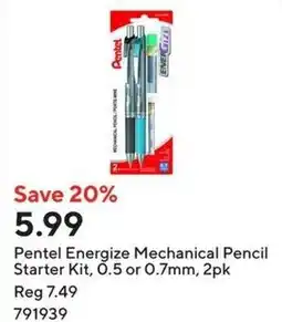 Staples Pentel Energize Mechanical Pencil Starter Kit offer