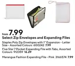 Staples Select Zip Envelopes and Expanding Files offer
