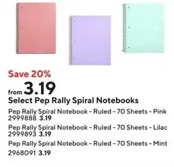 Staples Select Pep Rally Spiral Notebooks offer