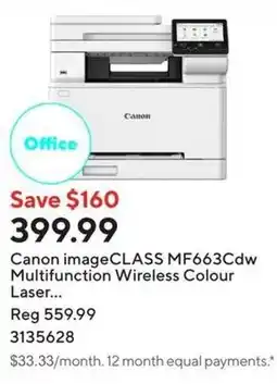 Staples Canon imageCLASS MF663Cdw Multifunction Wireless Colour Laser offer