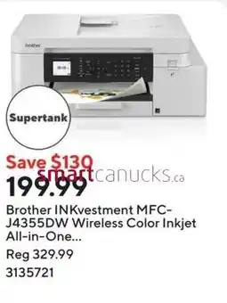Staples Brother INKvestment MFC- J4355DW Wireless Color Inkjet All-in-One offer