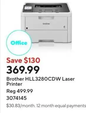Staples Brother HLL3280CDW Laser Printer offer
