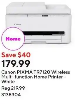 Staples Canon PIXMA TR7120 Wireless Multi-function Home Printer- White offer