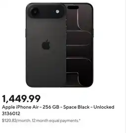 Staples Apple iPhone Air-256 GB - Space Black - Unlocked 3136012 offer
