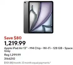 Staples Apple iPad Air 13" - M4 Chip - Wi-Fi-128 GB - Space Grey offer