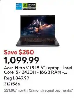 Staples Acer Nitro V 15 15.6" Laptop - Intel Core i5-13420H-16GB RAM offer