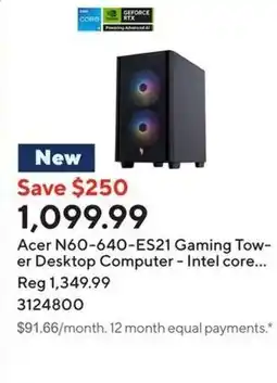 Staples Acer N60-640-ES21 Gaming Tow- er Desktop Computer - Intel core offer