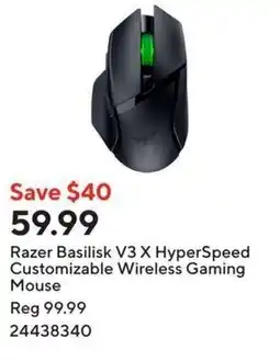 Staples Razer Basilisk V3 X HyperSpeed Customizable Wireless Gaming Mouse offer
