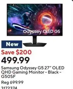 Staples Samsung Odyssey G5 27" OLED QHD Gaming Monitor - Black - G50SF offer