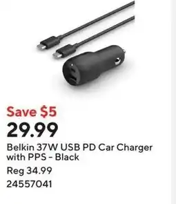 Staples Belkin 37W USB PD Car Charger with PPS Black offer