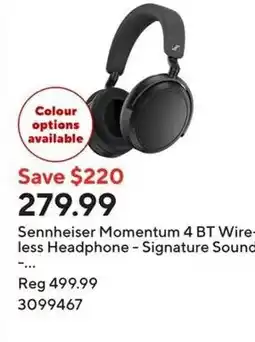 Staples Sennheiser Momentum 4 BT Wire- less Headphone - Signature Sound offer