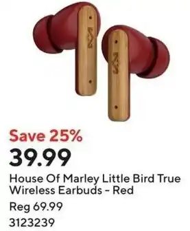 House Of Marley Little Bird True Wireless Earbuds - Red