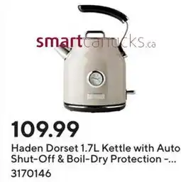 Staples Haden Dorset 1.7L Kettle with Auto Shut-Off & Boil-Dry Protection offer