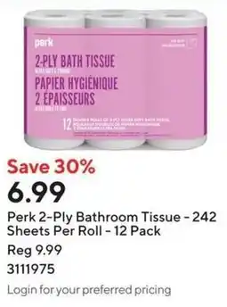 Staples Perk 2-Ply Bathroom Tissue - 242 Sheets Per Roll - 12 Pack offer