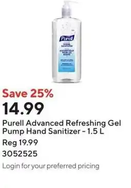 Staples Purell Advanced Refreshing Gel Pump Hand Sanitizer offer