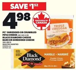 Loblaws Pc shredded or crumbled feta cheese offer